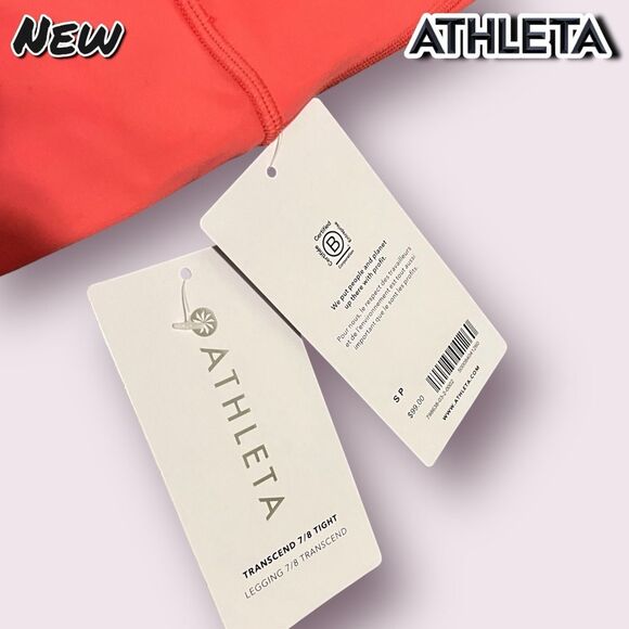New NWT Athleta Transcend 7/8 Tight Leggings Bright Coral - Size Small - Picture 4 of 9